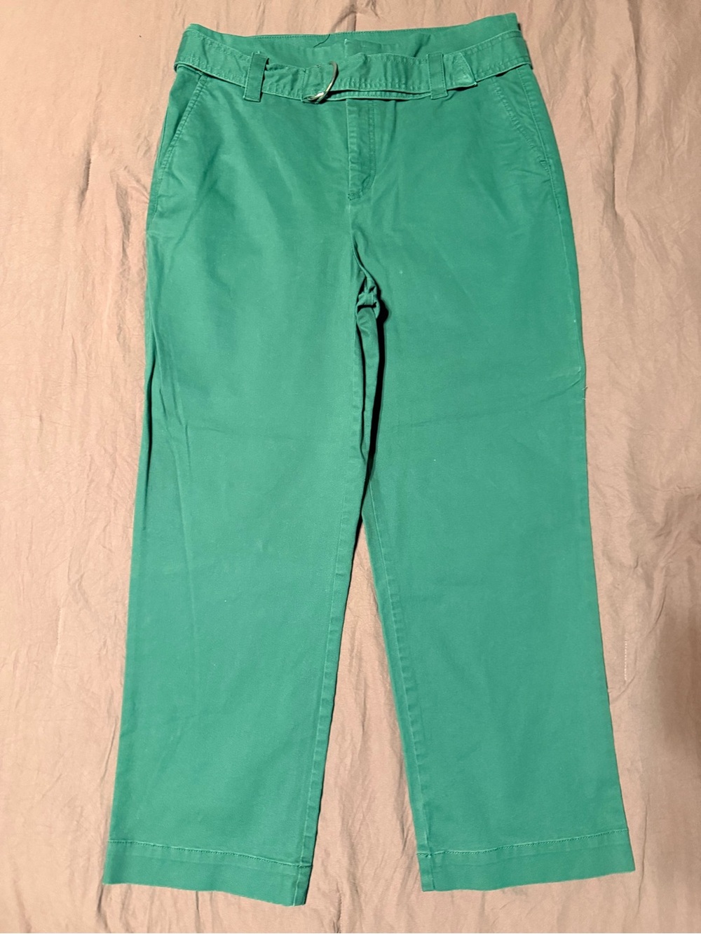 LOFT Emerald Green Chino Pants with Fabric Waist Tie